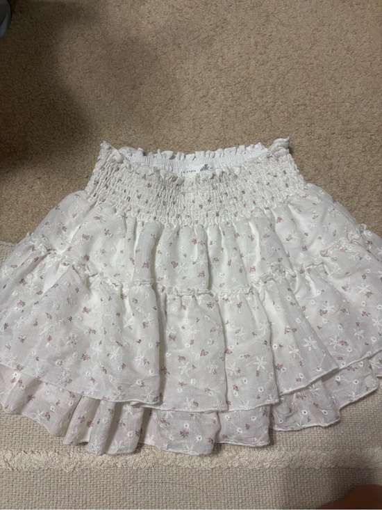 Altar'd State Dresses & Skirts - Altar'd State White Mini Skirt with Pink Floral Embroidery